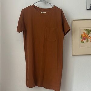 Madewell Rib T-shirt Dress - burnt orange, Small